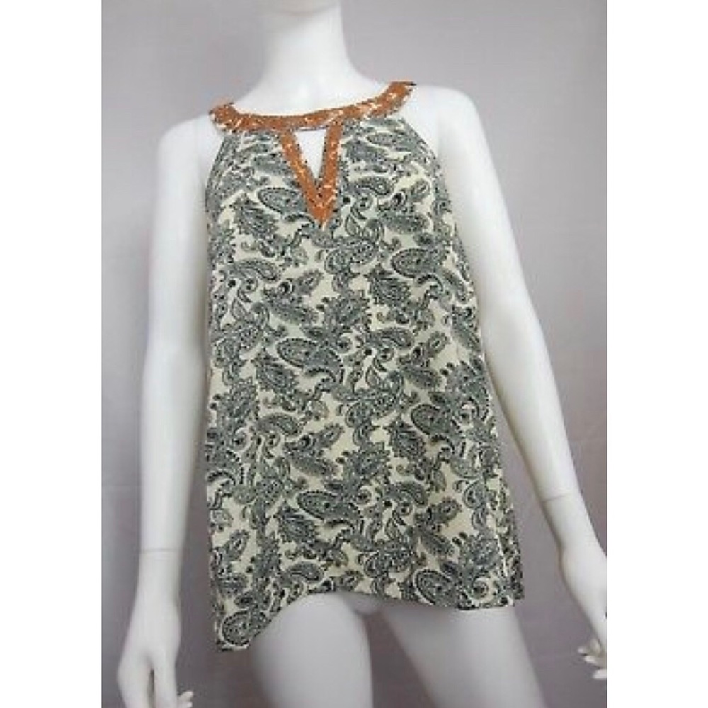 THML Embroidered Keyhole Paisley Top